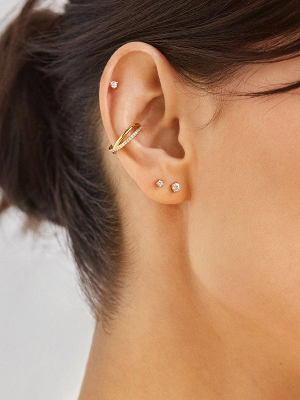 Linnea 18K Gold Earring Set - Clear/Gold