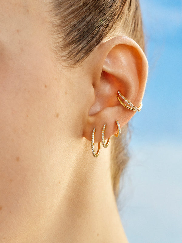 Niata 18K Gold Earring Set - Gold/Pavé