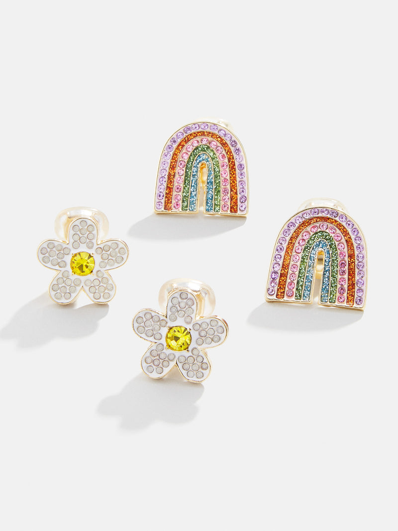BaubleBar Happy Days Kids' Earring Set - Happy Days Rainbow & Flower - 
    Two pairs of kids' clip-on earrings
  
