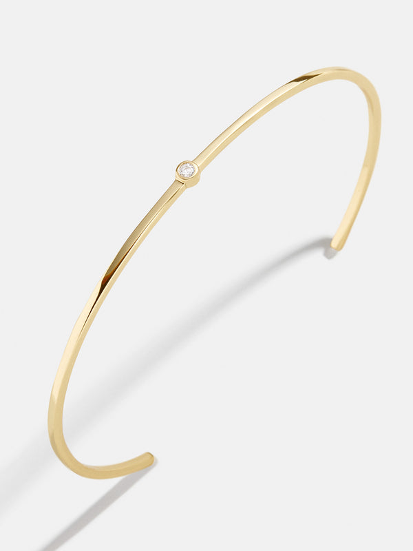 Yasmine 18K Gold Cuff Bracelet - Stone Center