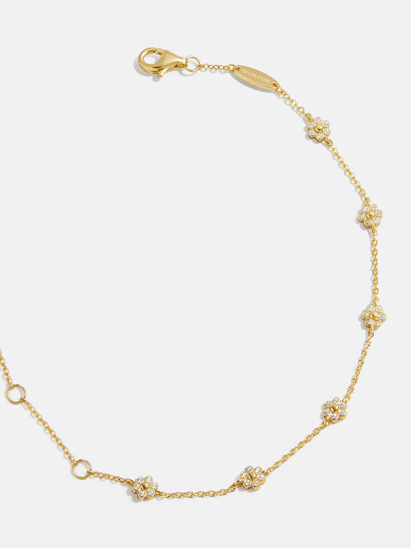 Daisy 18K Gold Bracelet - Clear Flower