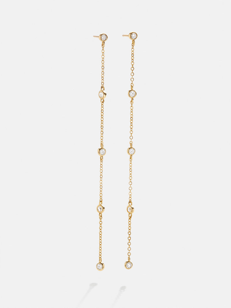 BaubleBar Yasmine 18K Gold Earrings - Clear/Gold - 
    18K Gold Plated Sterling Silver, Cubic Zirconia stones
  
