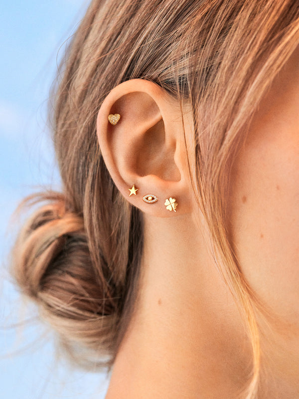 Silma 18K Gold Earrings - Mini Evil Eye