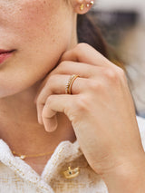 BaubleBar Molly 18K Gold Ring Set - Gold/Pavé - 
    Set of three 18K gold plated sterling silver rings
