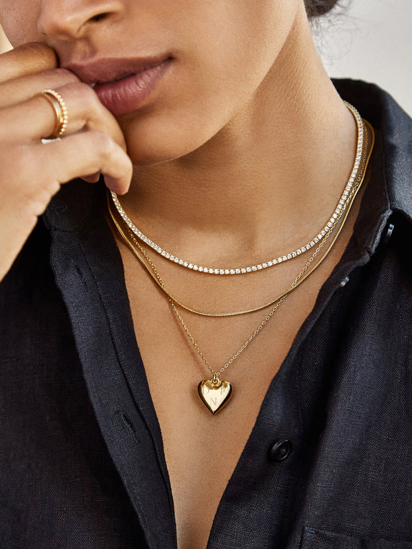 Puffy Heart 18K Gold Custom Pendant Necklace - Heart Pendant