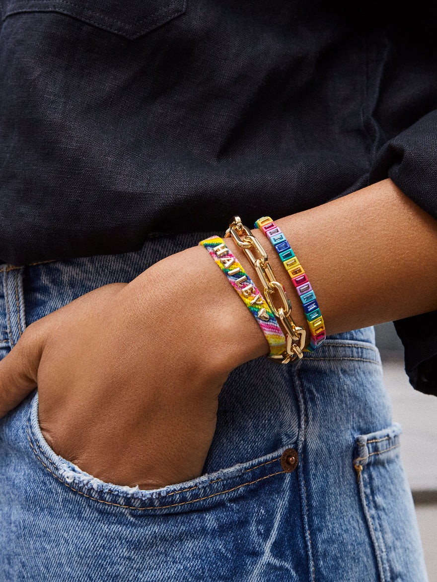 Woven Custom Friendship Bracelet - Rainbow Diagonal