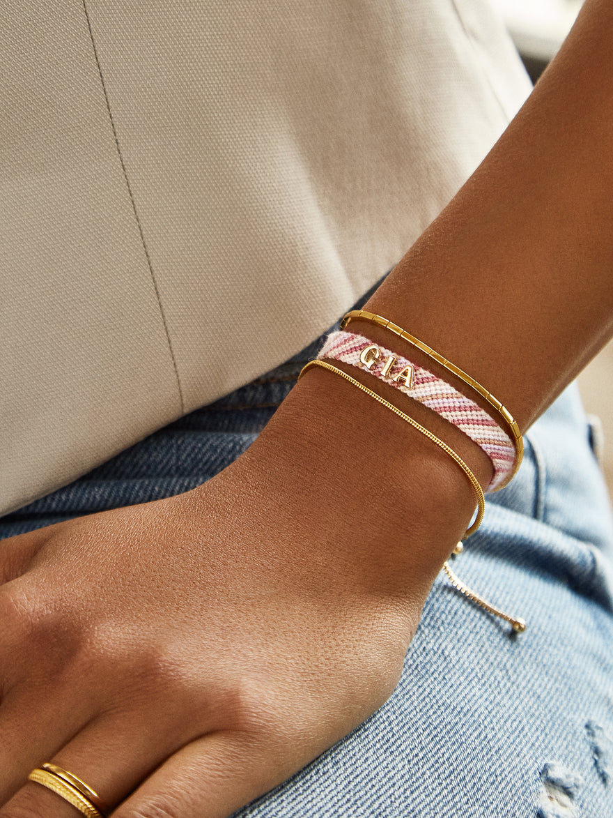 Woven Custom Friendship Bracelet - Pink Ombre Stripe