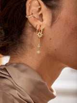 BaubleBar Galaxy Earrings - Gold/Pavé - 
    Crystal star huggie hoop earrings