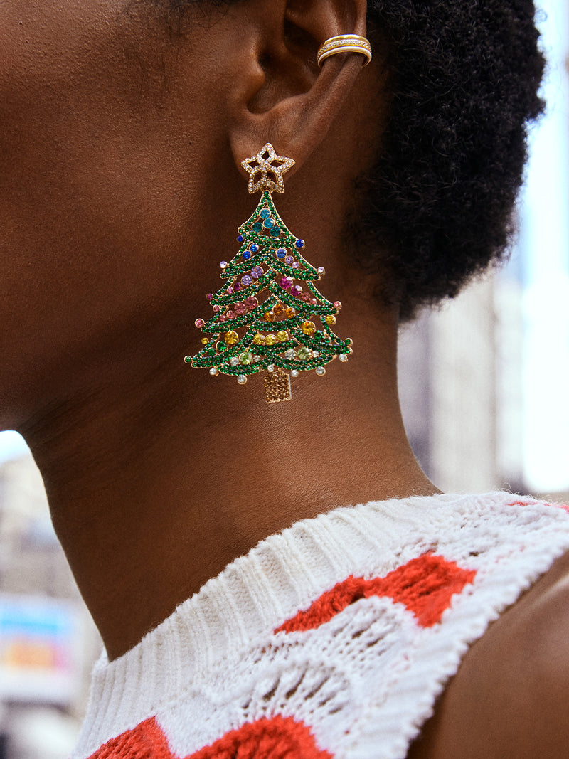 BaubleBar Evergreen Tree Earrings - Green - 
    Christmas tree statement earrings
  
