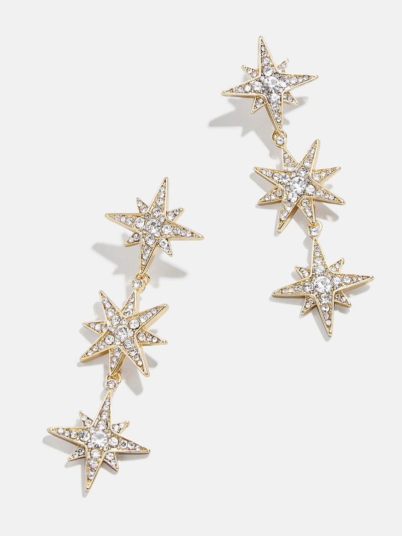 BaubleBar Jupiter Earrings - Gold/Pavé - 
    Crystal star statement drop earrings
  
