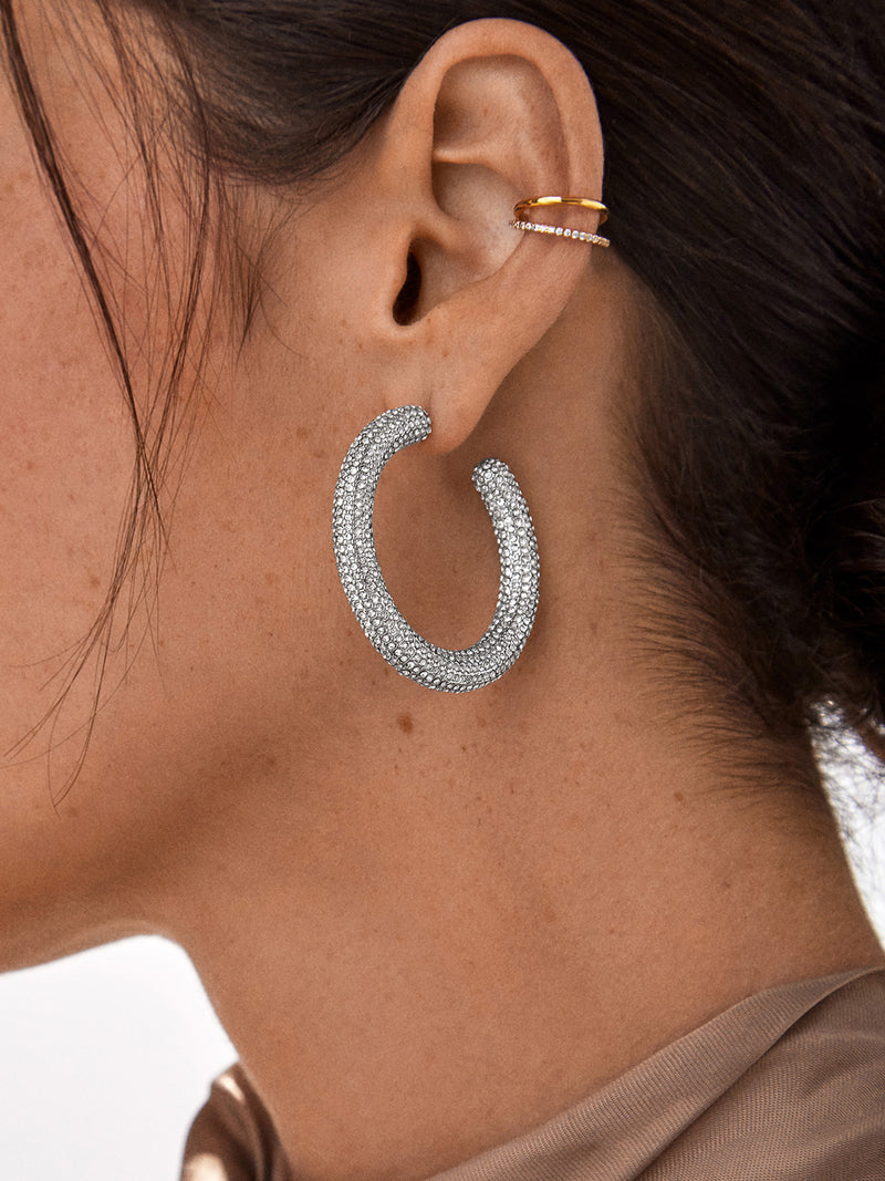 BaubleBar Celeste Earrings - Clear - 
    Silver hoops
  
