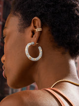 BaubleBar Celeste Earrings - Clear/Gold - 
    Crystal star hoop earrings
  
