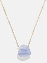 BaubleBar Juno Blue Lace Agate Necklace - Blue Lace Agate Stone - 
    Semi-precious heart necklace