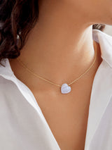 BaubleBar Juno Blue Lace Agate Necklace - Blue Lace Agate Stone - 
    Semi-precious heart necklace