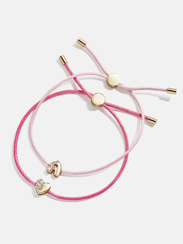 Kids' Cord Initial Bracelet Set - Pink