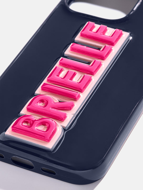 Block Font Custom iPhone Case - Navy/Hot Pink