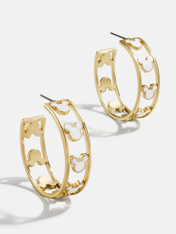 Mickey Mouse Disney Hoop Earrings - White/Gold