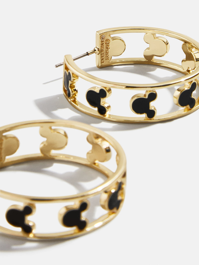 BaubleBar Mickey Mouse Disney Hoop Earrings - Gold/Black - 
    Disney hoop earrings
  

