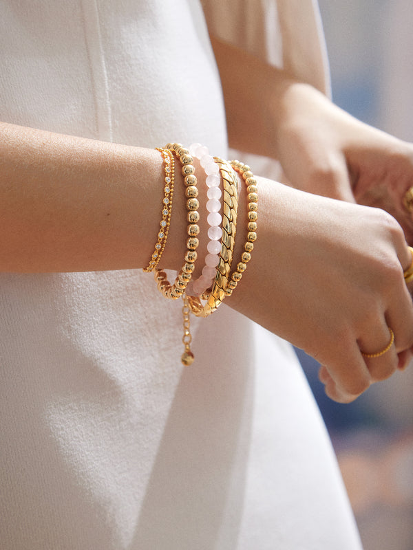 Cameron Semi-Precious Bracelet - Rose Quartz Stone