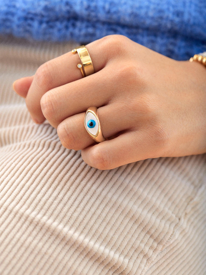 BaubleBar Good Eye Ring - Blue/Gold - 
    Evil eye ring
  
