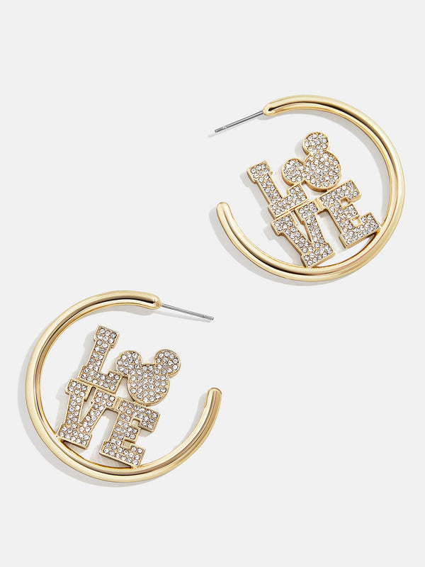 Mickey Mouse disney Love Earring Hoops - Gold