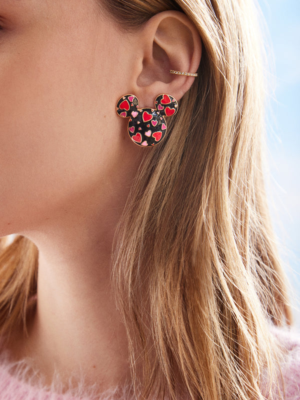 Mickey Mouse disney Repeating Hearts Earrings - Black/Red