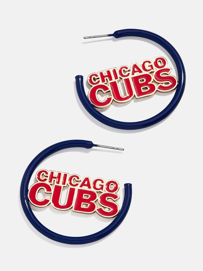 BaubleBar MLB Enamel Hoops - Chicago Cubs - 
    MLB enamel hoops
  
