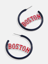 BaubleBar MLB Enamel Hoops - Boston Red Sox - 
    MLB enamel hoops
  
