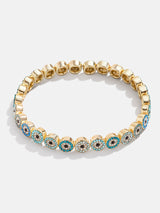 BaubleBar Kaya Bracelet - Blue - 
    Gold evil eye stretch bracelet
  
