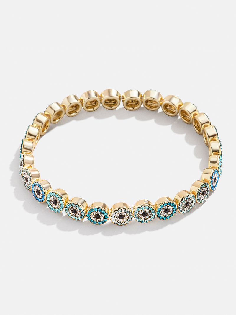 BaubleBar Kaya Bracelet - Blue - 
    Gold evil eye stretch bracelet
  
