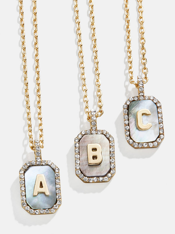 Gold & Mother Of Pearl Initial Necklace - Dark Mother Of Pearl
