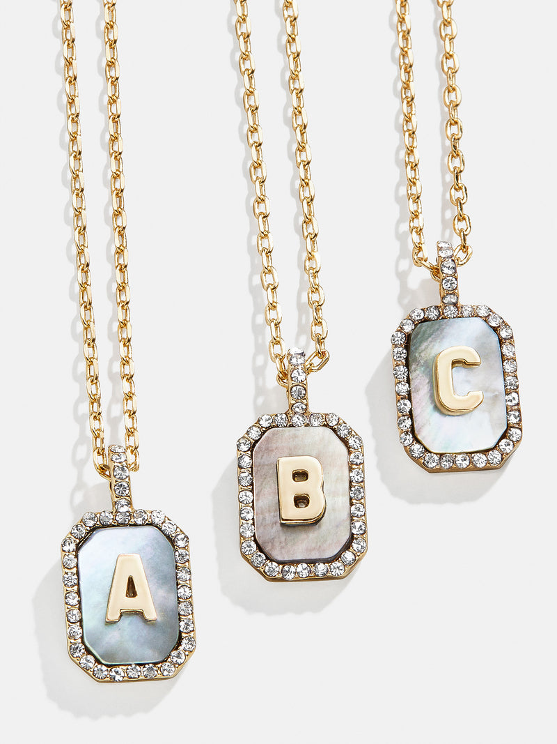 BaubleBar Gold & Mother Of Pearl Initial Necklace - Dark Mother Of Pearl - 
    Initial pendant necklace
  
