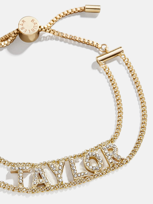 Custom Pavé Nameplate Bracelet - Gold/Pavé