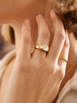 BaubleBar Mia Ring - Clear/Gold - 
    Stackable stone ring
  
