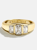 BaubleBar Sofie Ring - Clear/Gold - 
    Stackable stone ring
  
