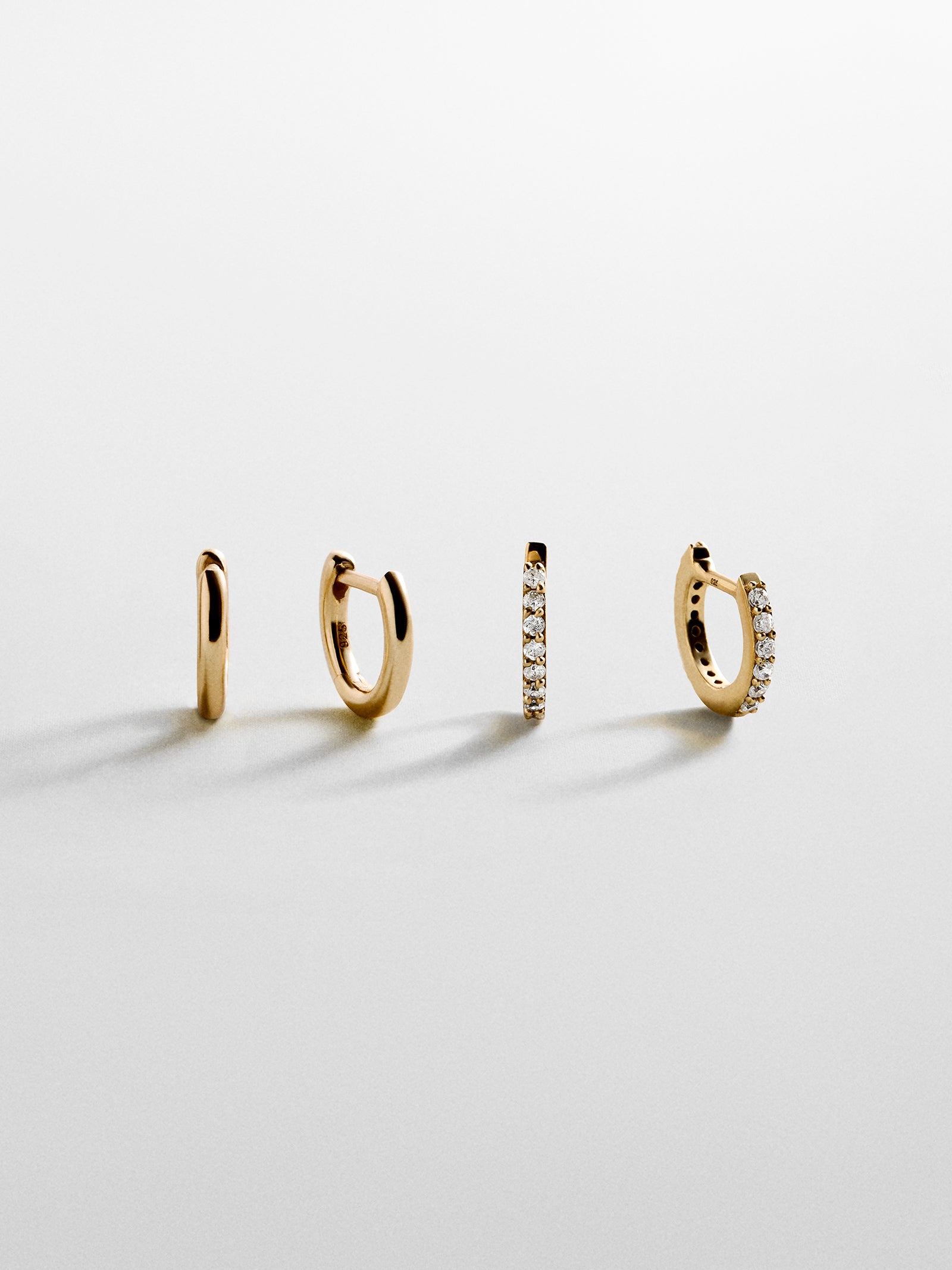 Nicole 18K Gold Earring Set - Gold/Pavé – Set of two huggie 