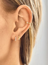 BaubleBar Nicole 18K Gold Earring Set - Gold/Pavé - 
    Set of two huggie earrings