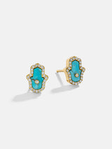 BaubleBar Hamsa 18K Gold Earrings - Hamsa - 
    Cubic zirconia stones. 18k gold plated sterling silver.
  
