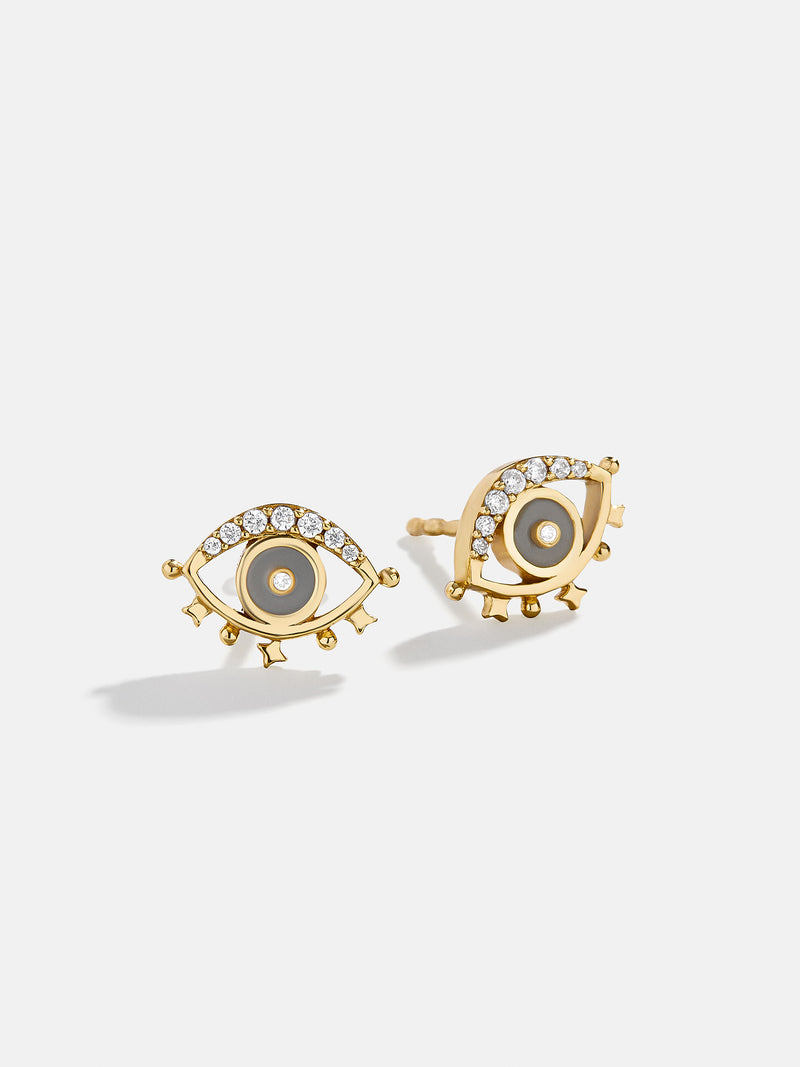 BaubleBar Ojo 18K Gold Earrings - Evil Eye - 
    18K Gold Plated Sterling Silver, Cubic Zirconia stones
  
