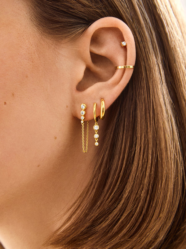 Jenelle 18K Gold Earring Set - Clear/Gold