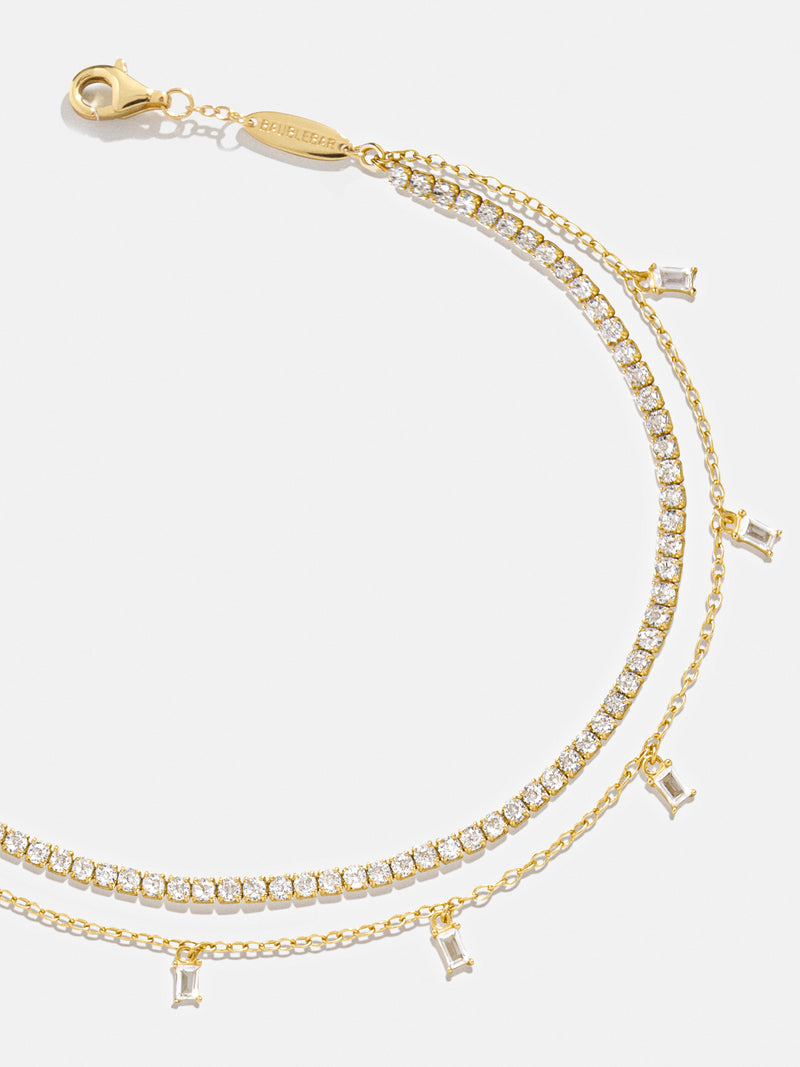 BaubleBar Tina 18K Gold Layered Anklet - Clear/Gold - 
    18K Gold Plated Sterling Silver, Cubic Zirconia stones
  
