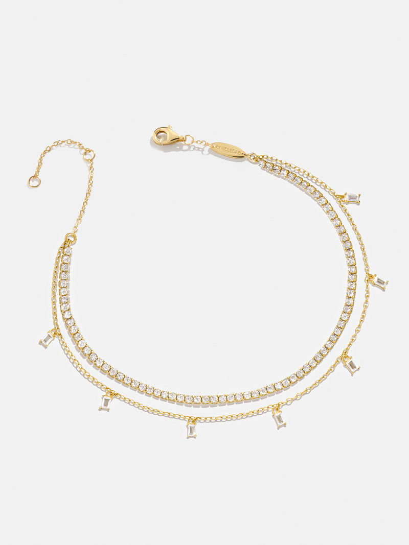 BaubleBar Tina 18K Gold Layered Anklet - Clear/Gold - 
    18K Gold Plated Sterling Silver, Cubic Zirconia stones
  
