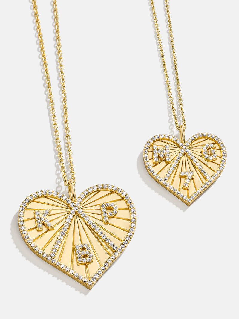 BaubleBar Heart 18K Gold Custom Medallion Necklace - 
    18K Gold Plated Sterling Silver, Cubic Zirconia stones
  
