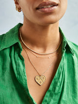 BaubleBar Heart 18K Gold Custom Medallion Necklace - 
    18K Gold Plated Sterling Silver, Cubic Zirconia stones
  
