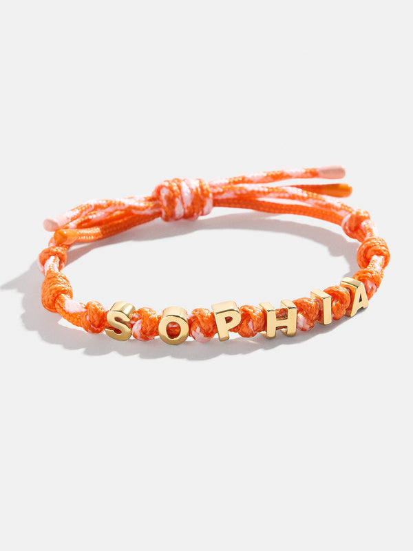 Custom Knotted Nameplate Bracelet - Light Orange/Orange