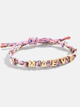 BaubleBar Custom Knotted Nameplate Bracelet - Pink/Blue - 
    Customizable bracelet - water resistant
  
