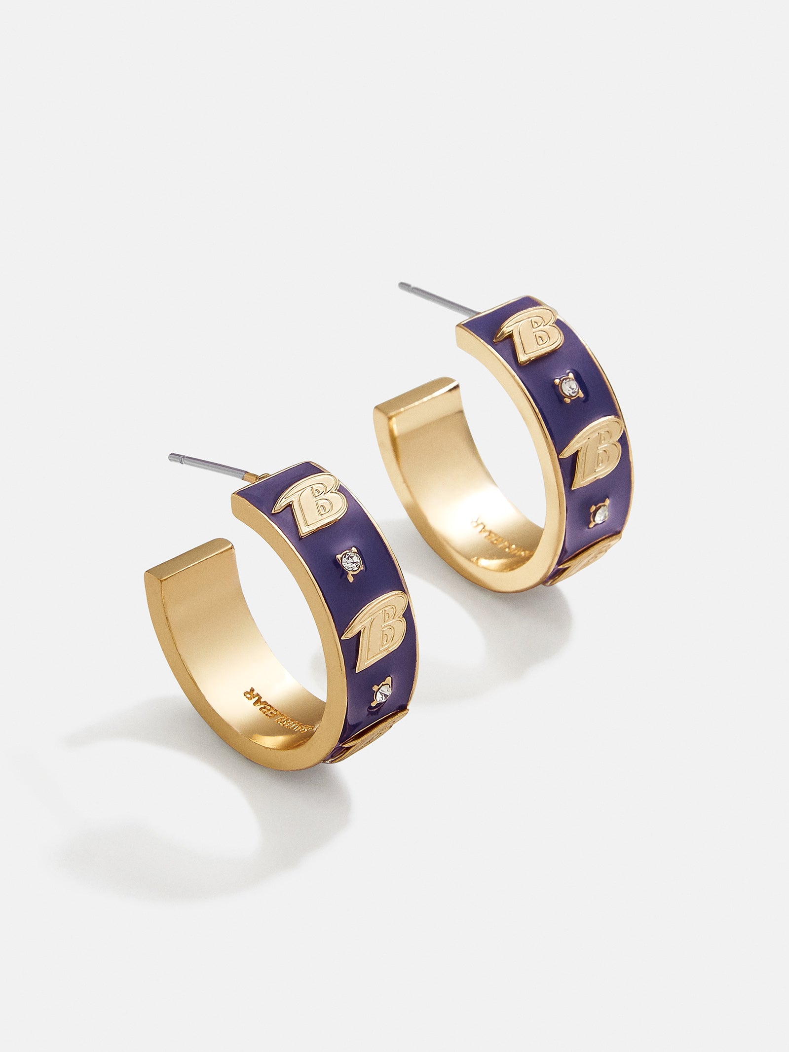 WEAR By Erin Andrews x BaubleBar Enamel Hoop Earrings - Baltimore Ravens