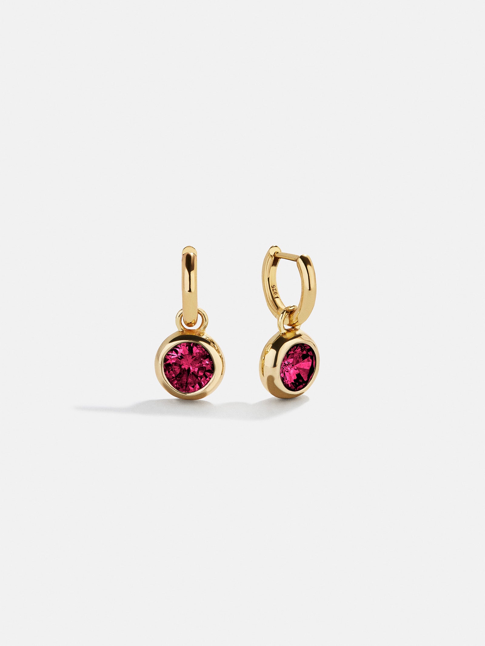 18K Gold Birthstone Drop Earrings - Ruby – 18K gold plated
