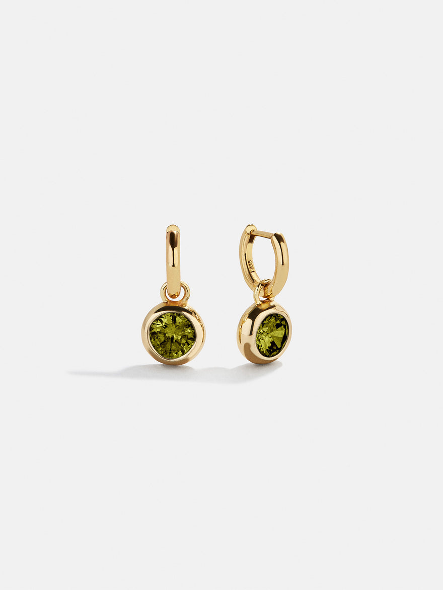 18K Gold Birthstone Drop Earrings - Peridot