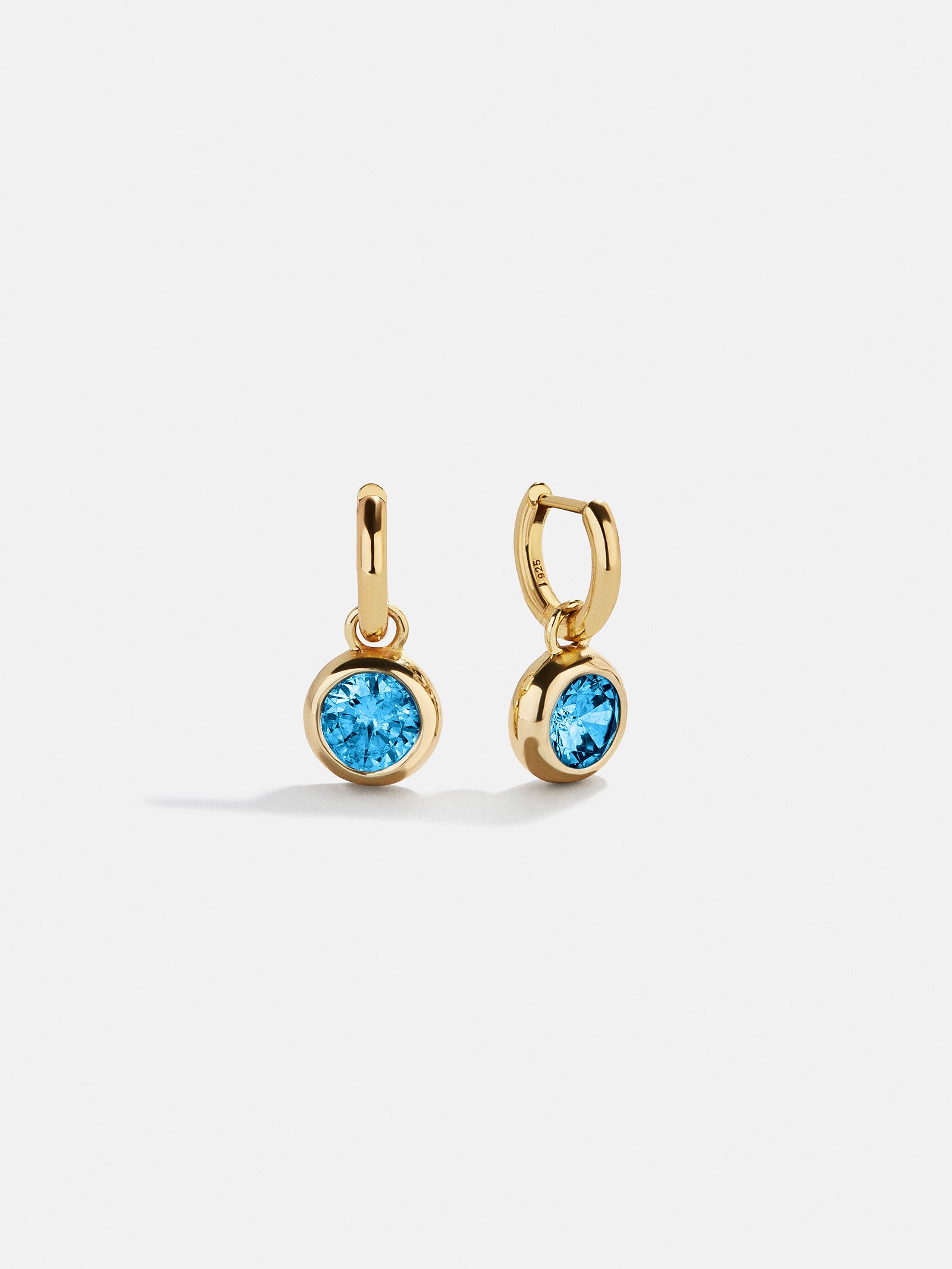 18K Gold Birthstone Drop Earrings Blue Zircon – 18K gold plated